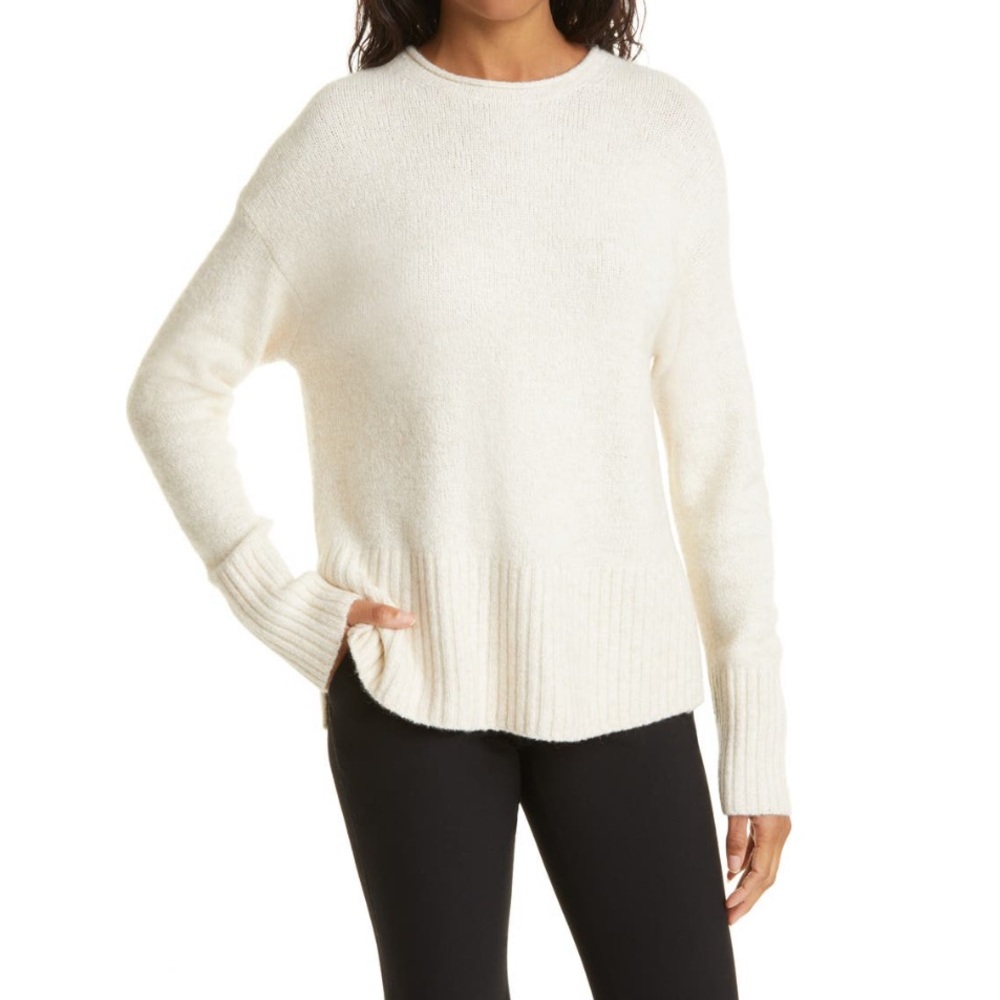 Vince Drop Shoulder Cashmere Blend Crewneck Sweater NWT Off White XL
